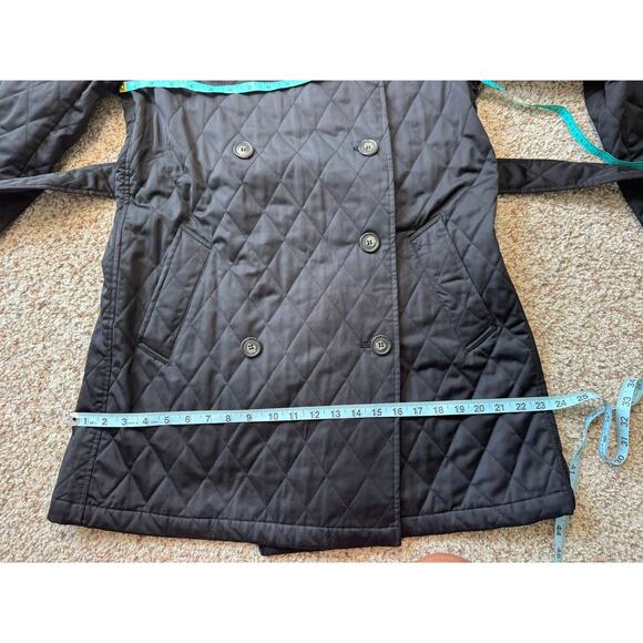 SAKS FIFTH AVENUE Quilted, Double breasted Trench Coat, size women's LG - Picture 7 of 16